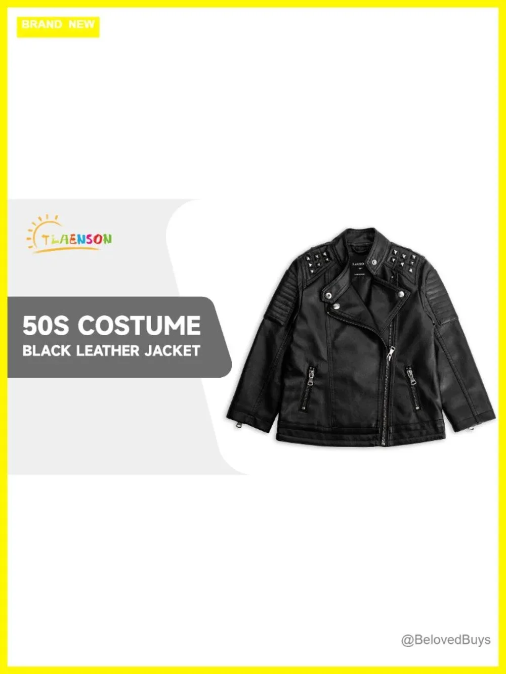 Boys Black Faux Leather Studded Motorcycle Jacket